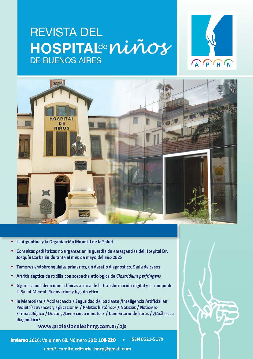 					Ver Vol. 68 Núm. 301 (2026): Revista del Hospital de Niños de Buenos Aires - Invierno 2026
				