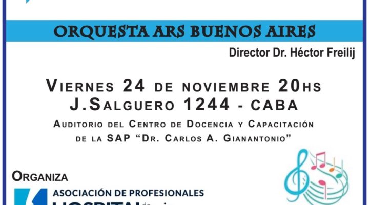 El 24 de noviembre se realizará el Concierto Aniversario 12 años de la Revista del Hospital de Niños